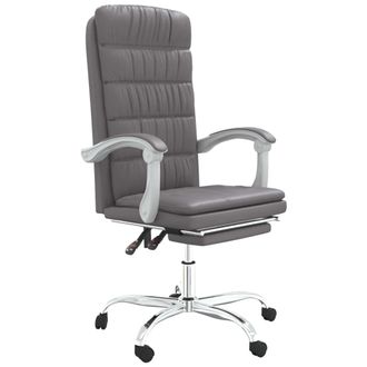 vidaXL Silla De Oficina Reclinable Cuero Sint&eacute;tico Gris Vidaxl
