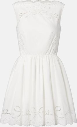 Self Portrait Embroidered cotton poplin minidress