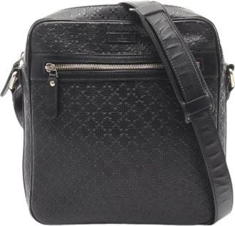 Gucci Pre-owned Diamante Gecoat Canvas Schoudertas - Dames - Vintage Schoudertas - Zwart - ONE Size - Leer - Vintage