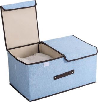 OEM Contenedor De Almacenamiento Plegable De Algod&oacute;n Y Lino - Azul Medio