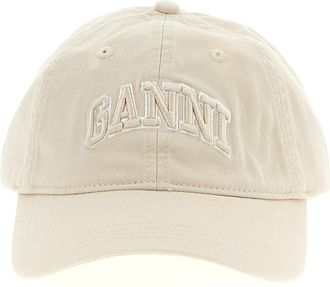 Ganni Embroidery Cap Cappelli Bianco-Donna