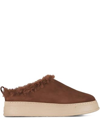 AGL Giuly platform suede mules - women - Calf Suede/Fabric/Rubber - 10 - Brown