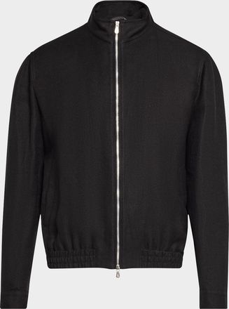Brunello Cucinelli Mens Linen, Wool and Silk Full-Zip Blouson Jacket