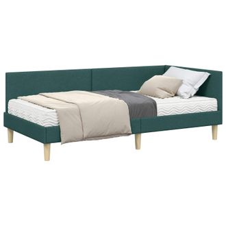 vidaXL Struttura Letto Angolare Con Materasso Altro 2 Pz Verde Tessuto Vidaxl