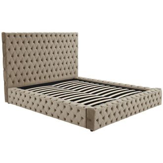 Vente-Unique Vente-unique - Letto con contenitore Chesterfield 160 x 200 cm Velluto Tortora - duleni