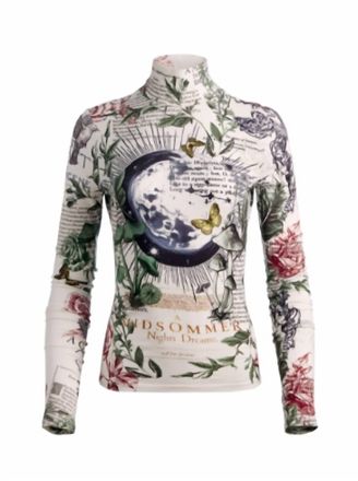 Alice & Olivia Womens Delaina Turtleneck Top In Dreamscape Moon Villa