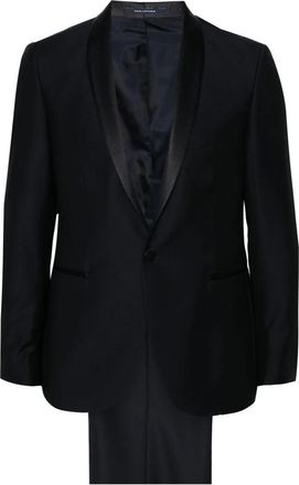 Tagliatore Enkelrijig colbert met sjaalkraag - Heren - Business pakken - Blauw - M - Wol - Kostuums