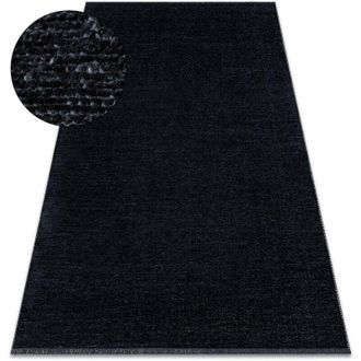 RugsX Carpet florence 24021 One-colour, glamour, flat woven, fringes - black black 135x190 cm