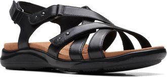 Clarks Kitly Go Leather Sandals In Black Standard Fit Size 5.5