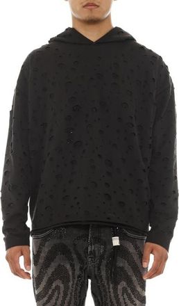 Cult of Individuality Signature Holes French Terry Pullover Hoodie in Vintage Charcoal at Nordstrom, Size Xxx-Large