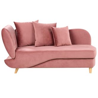 Beliani Chaise Longue Moderno Con Cojines Almacenaje Terciopelo Azul Rosa Izquierdo Meri Ii