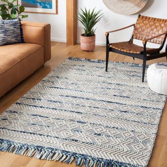 Safavieh Natura Machine Made Area rug, Ivory / Blue Bohemian Style Easy Care