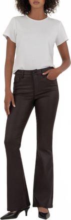 Kut from the Kloth Ana Coated High Rise Fab Ab Flare Jeans In Chocolate