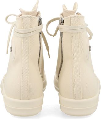Rick Owens High-Top Denim Cotton Sneakers - White