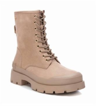 Xti Womens Suede Lace-Up Booties In Beige