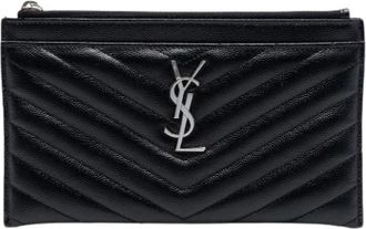 Saint Laurent Pre-owned Quilted Leather Clutch - Dames - Vintage Clutch - Zwart - ONE Size - Leer - Vintage