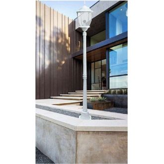 Trade Shop Trade Shop - Lampione Giardino Lanterna Vetro E27 Luce Esterno Alluminio 178x24cm Es35 Bianco