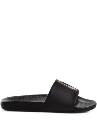 Polo Ralph Lauren bear-embroidered slides - men - Polyurethane/Polyurethane/Rubber - 13 - Black