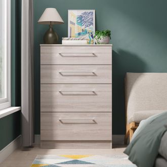 Welcome Furniture Wellington Ready Assembled 4 Drawer Deep Chest In Grey Oak - Welcome Furniture | TJ Hughes