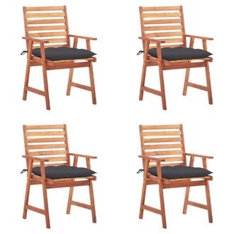 vidaXL Vidaxl - Sillas Comedor De Jard&iacute;n Y Cojines 4 Uds Madera Maciza Acacia
