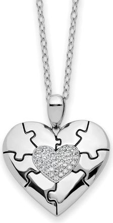 Diamond2Deal Sterling Silver CZ Antiqued Love You To Pieces Pendant Necklace 18