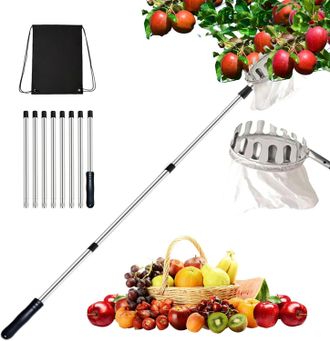 OEM Cueilleur De Fruits T&eacute;lescopique 3,2m Con Sac Et Perche R&eacute;tractable Pour Pommes Oranges Jusqu&agrave; 16cm - Autres