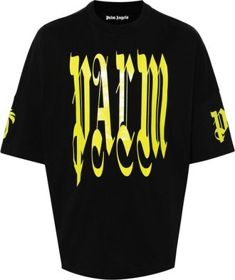 Palm Angels gothic logo-print T-shirt - men - Cotton/Polyester - 3XL - Black
