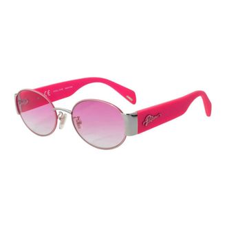 Police Accessoires, Dames, Roze, ONE Size, Ovale Roze Metalen Zonnebril