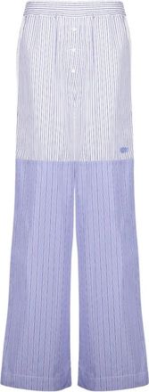 Stella McCartney Gestreepte Wijde Pijp Broek - Dames - Wijde Broeken - Blauw - 2XS - Katoen - Broeken