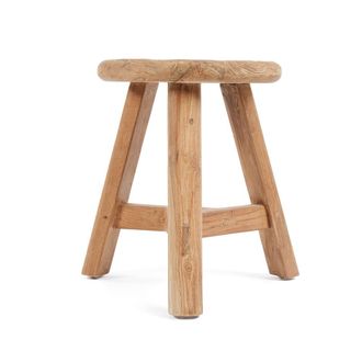 Bazar Bizar Taburete de madera de teca marr&oacute;n 35x35x45cm