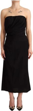 Dolce & Gabbana Strapless Midi Jurk - Dames - Feestkleedjes - Zwart - S - Kleedjes