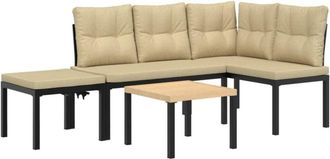 vidaXL Bancos De Jard&iacute;n Cojines 4 Pzas Acero Recubrimiento Polvo Negro Vidaxl