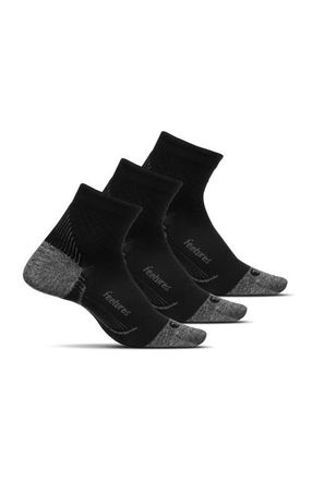 Feetures Plantar Fasciitis Relief Light Cushion Quarter Sock Arch Support in Black at Nordstrom, Size Medium