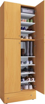 ebuy24 Gabinete De Zapato De Madera Vcm Dimensiones: Al. 200 X An. 70 X T. 39 Cm Gabinete Todo Uso 9 Compartimentos 4 Puertas Giratorias Caj&oacute;n Extra - Lona (