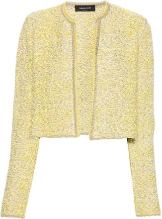 Fabiana Filippi Marl-knit Open-front Cardigan - Dames - Vesten - Geel - L - Katoen - Truien & Vesten
