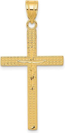 Diamond2Deal 14k Yellow Gold Diamond-cut Latin Cross Pendant