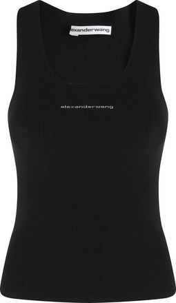 Alexander Wang Jacquard Logo Racer Tank - Dames - Tops zonder mouwen - Zwart - M - Tops