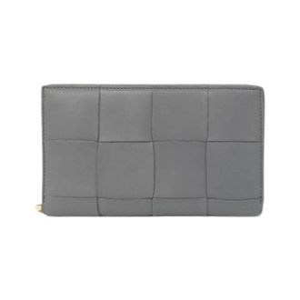 Bottega Veneta Pre-owned Leather Long Wallet - Dames - Pre-owned - Grijs - Maat: ONE Size Leer