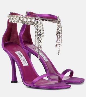 Jimmy Choo London Sandali Verity 100 in raso con cristalli