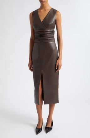 Toccin Fabiana Faux Leather Midi Dress in Espresso at Nordstrom, Size 00