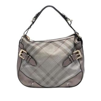 Burberry Pre-owned Shoulder Bags, female, Gray, Size: ONE SIZE Pre-owned Supernova Check Shoulder Bag