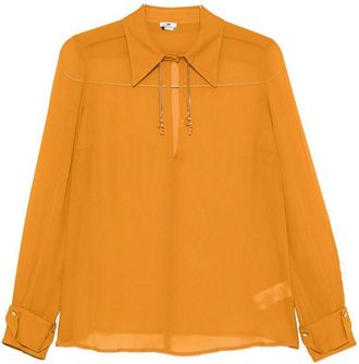 Elisabetta Franchi Bright Orange Semi-Sheer Shirt