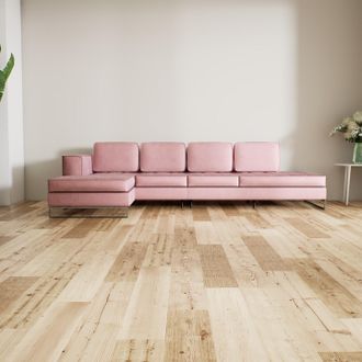 MYCS rosa Ecksofa Lyvyn, Samt, 4-Sitzer mit Metallbeinen, 162 x 78 x 308 cm, konfigurierbar