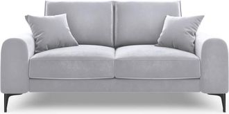 BLOOMINGLOFT 2-Sitzer Designsofa Madara mit Samtbezug - Beine Schwarz