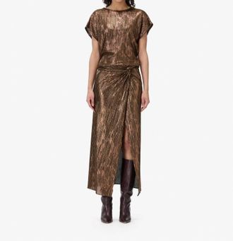 Iro Tarra Lurex Top In Military Khaki/bronze