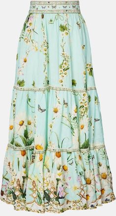 Camilla Gonna lunga Freefall in lino a balze