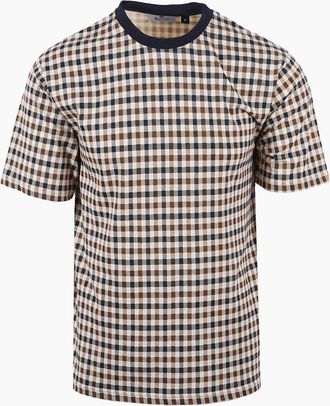 Aquascutum Mens AQUASCUTUM CLUB CHECK T-SHIRT NAVY - Size: 42