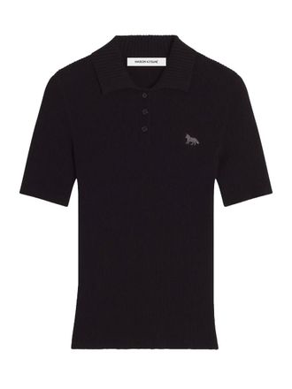 Maison Kitsun&eacute; Extrafine Merino Wool Blend Polo - Black
