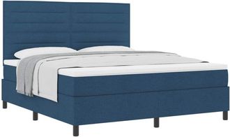 vidaXL Box Spring Bed with Mattress Blue 180 x 200 cm Fabric vidaXL