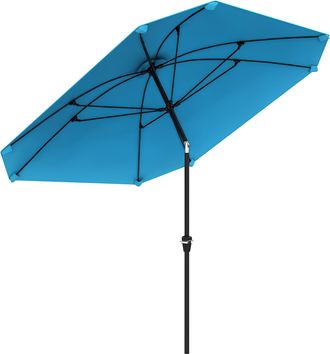 OEM Sombrilla De Jard&iacute;n 233x233 Cm &Aacute;ngulo Ajustable Impermeable Poste De Aluminio Varillas De Fibra De Vidrio Manivela Azul